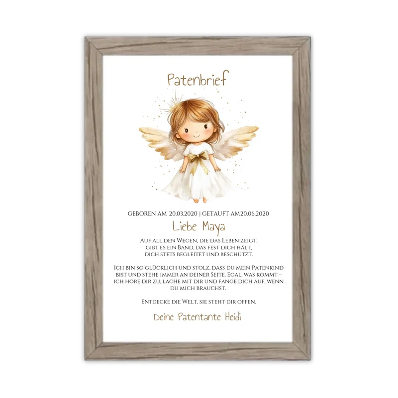 Patenbrief Geschenk Patenkind Schutzengel - Decke, Kissen, Poster, Leinwandbild personalisiert