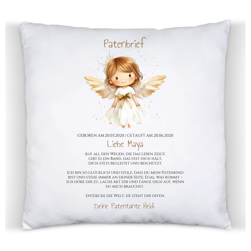 Patenbrief Geschenk Patenkind Schutzengel - Decke, Kissen, Poster, Leinwandbild personalisiert