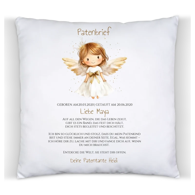 Patenbrief Geschenk Patenkind Schutzengel - Decke, Kissen, Poster, Leinwandbild personalisiert