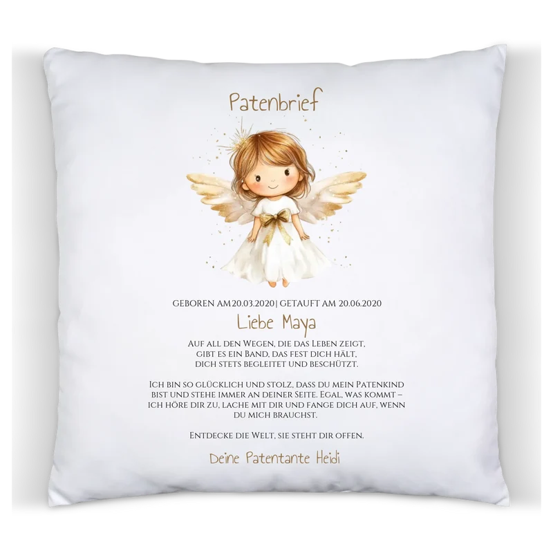 Patenbrief Geschenk Patenkind Schutzengel - Decke, Kissen, Poster, Leinwandbild personalisiert