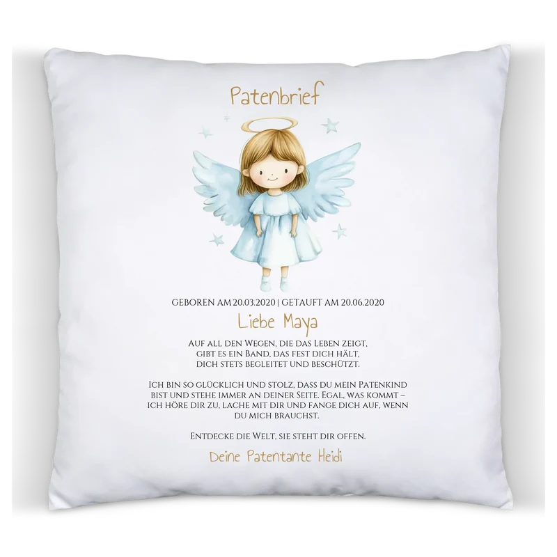 Patenbrief Geschenk Patenkind - Poster, Kissen, Decke, Leinwandbild personalisiert