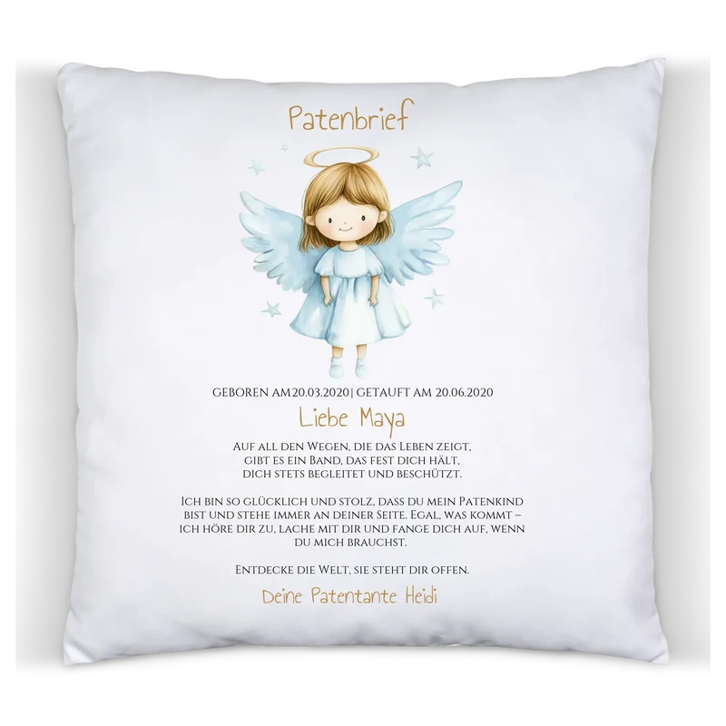 Patenbrief Geschenk Patenkind - Poster, Kissen, Decke, Leinwandbild personalisiert