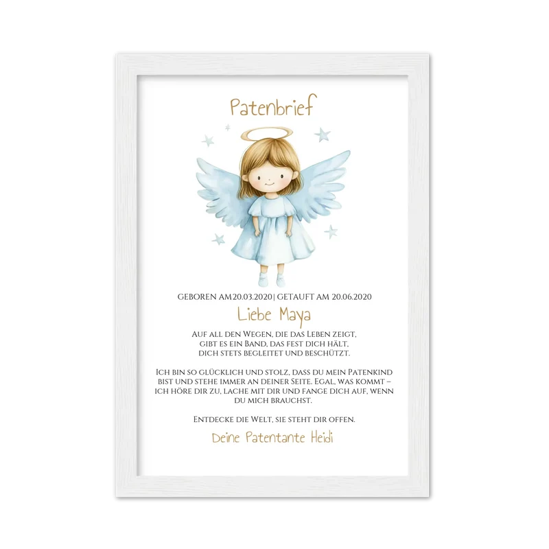 Patenbrief Geschenk Patenkind - Poster, Kissen, Decke, Leinwandbild personalisiert