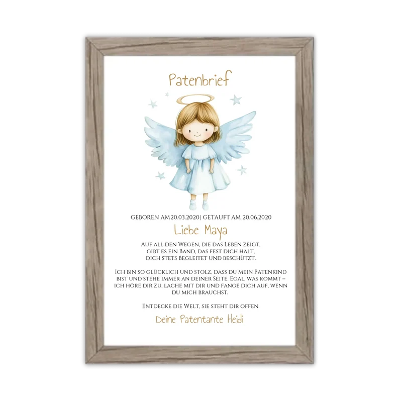 Patenbrief Geschenk Patenkind - Poster, Kissen, Decke, Leinwandbild personalisiert
