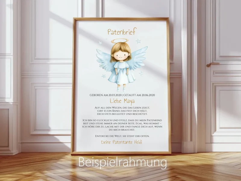 Patenbrief Geschenk Patenkind - Poster, Kissen, Decke, Leinwandbild personalisiert