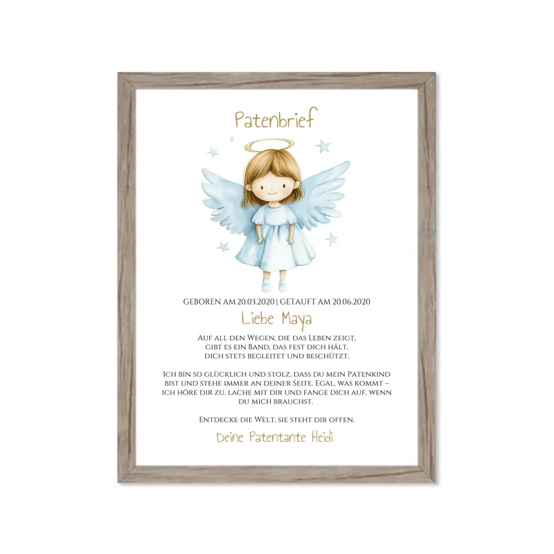 Patenbrief Geschenk Patenkind - Poster, Kissen, Decke, Leinwandbild personalisiert