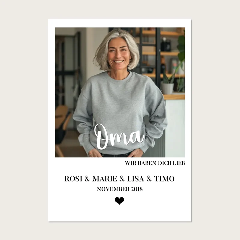 "Oma" Personalisiertes Fotoposter Geschenk- Geburtstagsgeschenk - Weihnachtsgeschenk - Digitale Datei