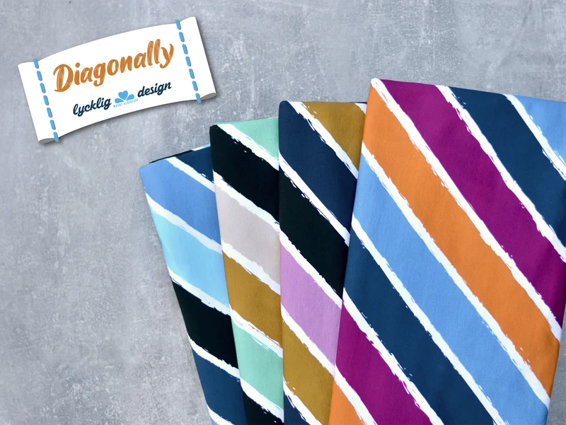 Reststück 44cm - French Terry Diagonally mint-ocker-beige-weiß-schwarz by Lycklig Design
