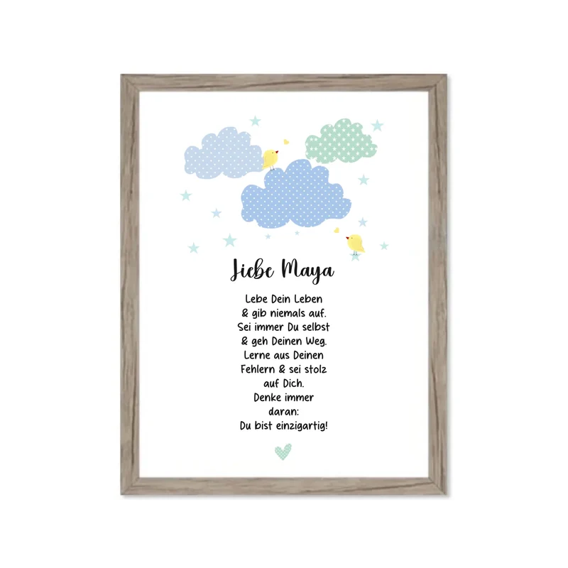 Personalisiertes Motivationsposter "Wolke" Kinderposter - Kissen - Kinderdecke mit Namen und Spruch