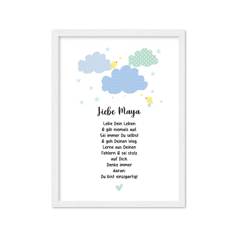 Personalisiertes Motivationsposter "Wolke" Kinderposter - Kissen - Kinderdecke mit Namen und Spruch