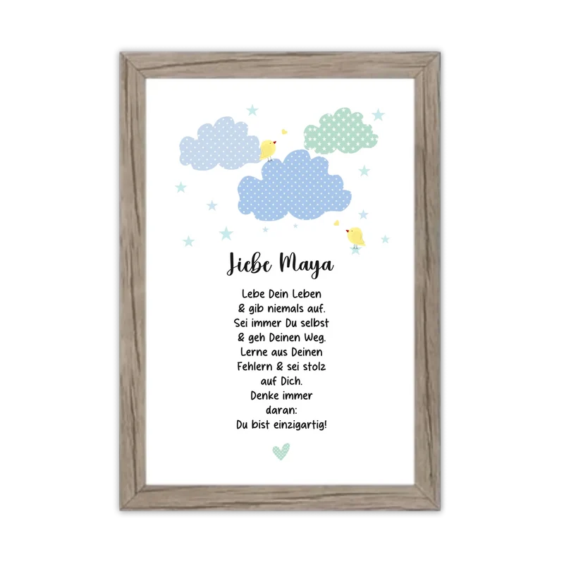 Personalisiertes Motivationsposter "Wolke" Kinderposter - Kissen - Kinderdecke mit Namen und Spruch