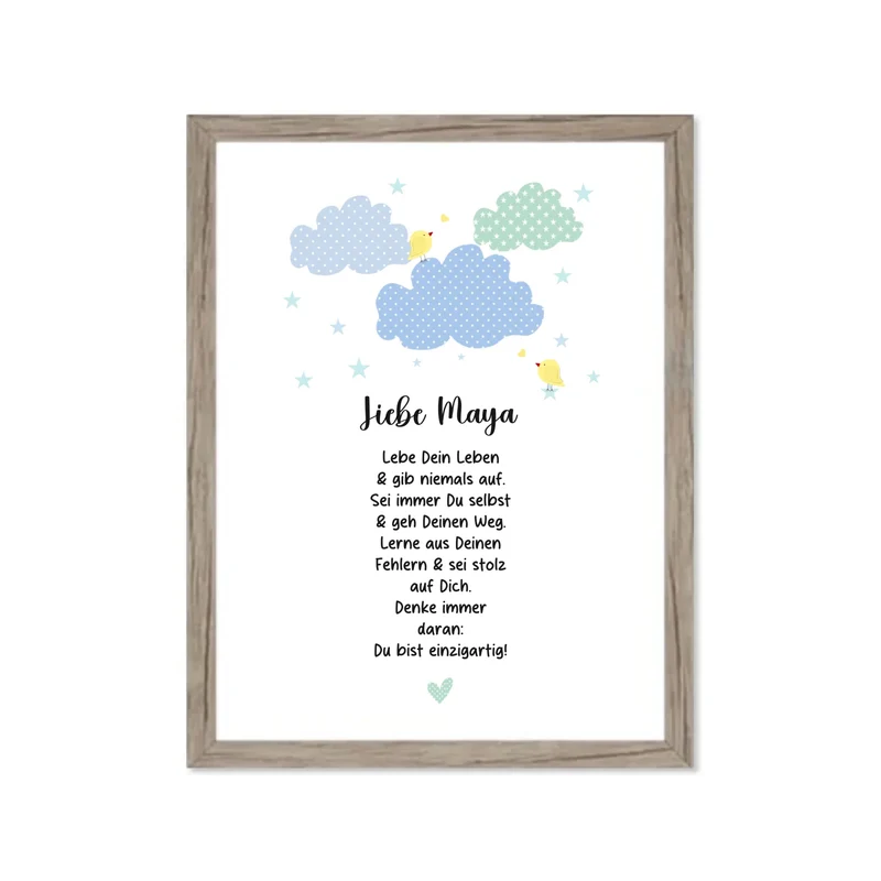 Personalisiertes Motivationsposter "Wolke" Kinderposter - Kissen - Kinderdecke mit Namen und Spruch