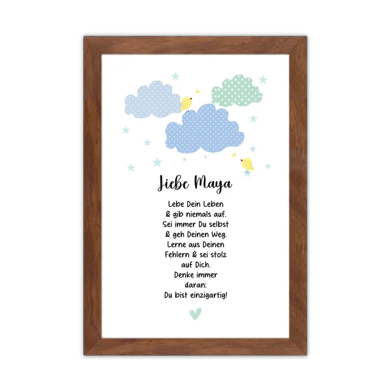 Personalisiertes Motivationsposter "Wolke" Kinderposter - Kissen - Kinderdecke mit Namen und Spruch
