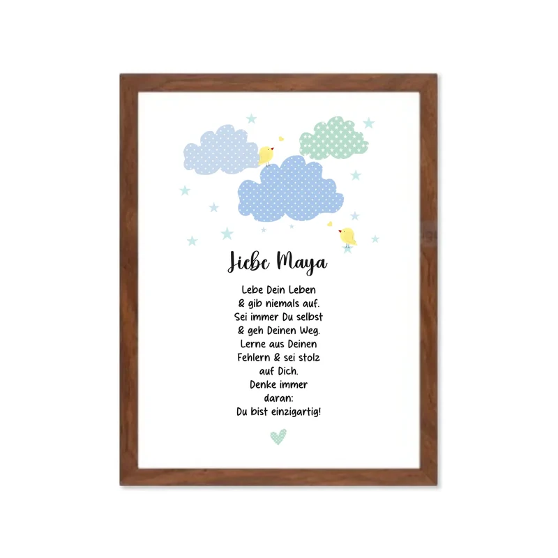 Personalisiertes Motivationsposter "Wolke" Kinderposter - Kissen - Kinderdecke mit Namen und Spruch