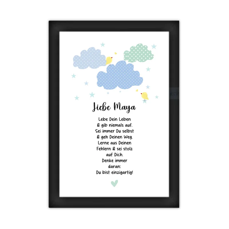Personalisiertes Motivationsposter "Wolke" Kinderposter - Kissen - Kinderdecke mit Namen und Spruch