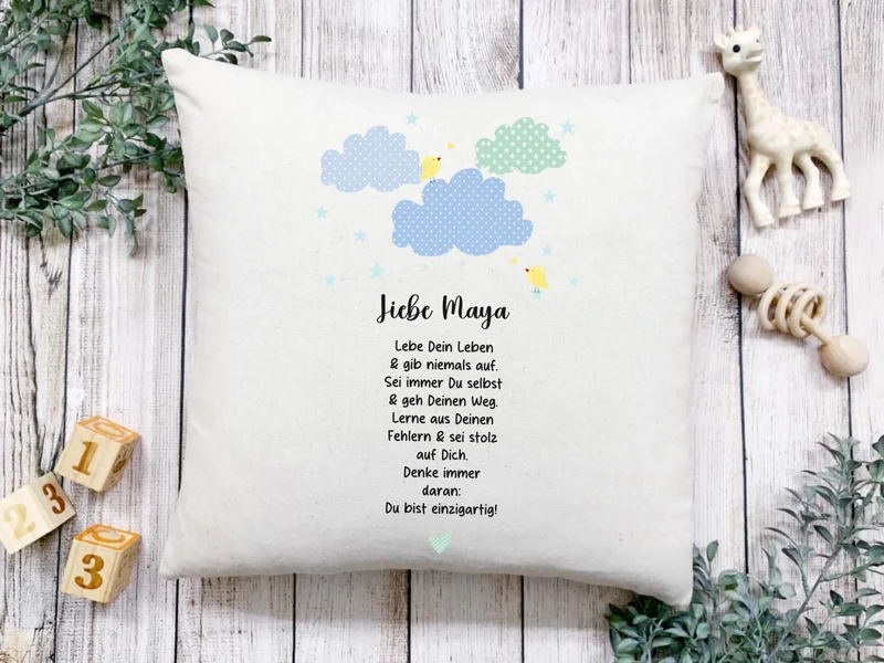 Personalisiertes Motivationsposter "Wolke" Kinderposter - Kissen - Kinderdecke mit Namen und Spruch