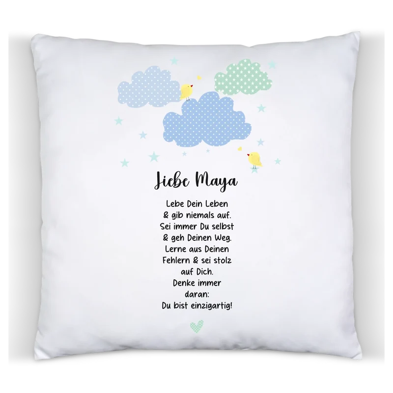 Personalisiertes Motivationsposter "Wolke" Kinderposter - Kissen - Kinderdecke mit Namen und Spruch
