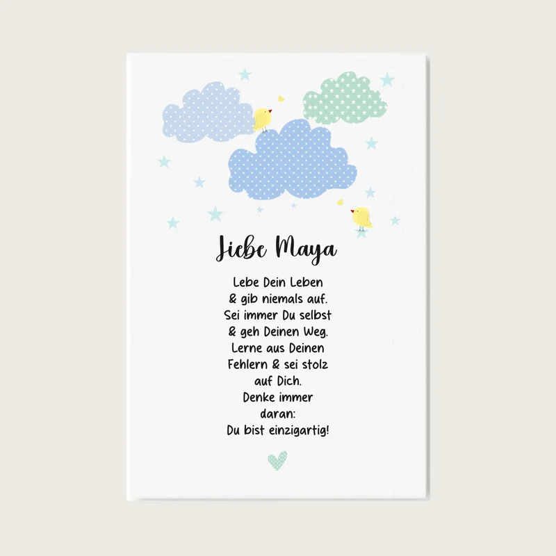 Personalisiertes Motivationsposter "Wolke" Kinderposter - Kissen - Kinderdecke mit Namen und Spruch