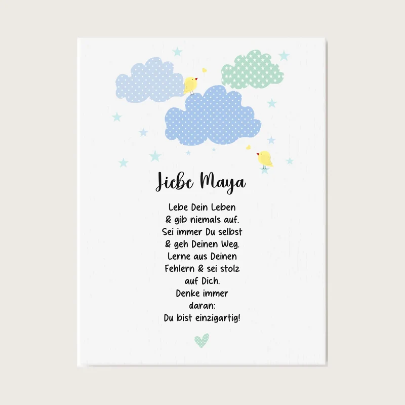 Personalisiertes Motivationsposter "Wolke" Kinderposter - Kissen - Kinderdecke mit Namen und Spruch