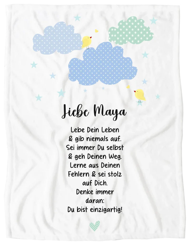 Personalisiertes Motivationsposter "Wolke" Kinderposter - Kissen - Kinderdecke mit Namen und Spruch