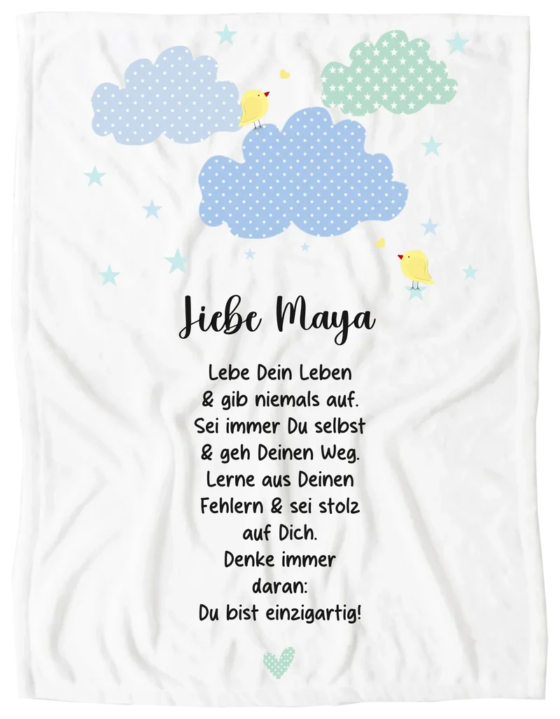 Personalisiertes Motivationsposter "Wolke" Kinderposter - Kissen - Kinderdecke mit Namen und Spruch