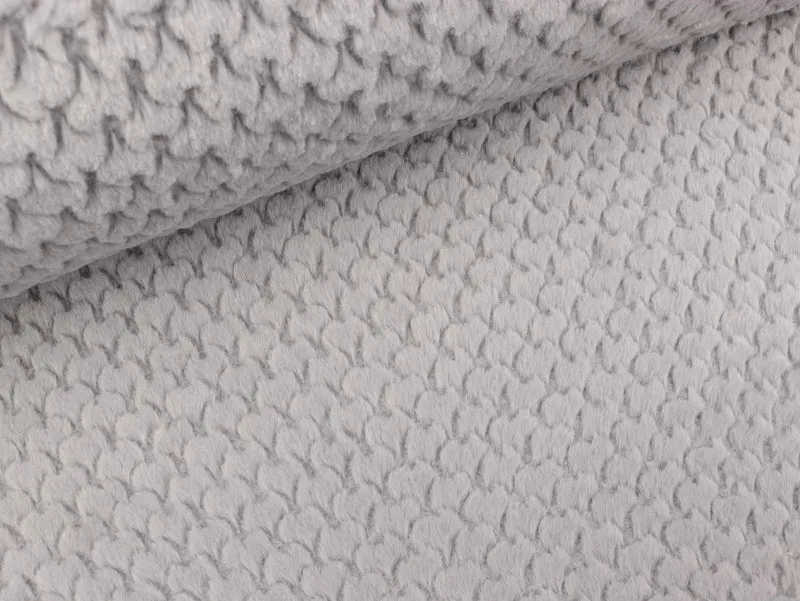 Reststück 75cm - Faux Fur Plüsch Dots hellgrau
