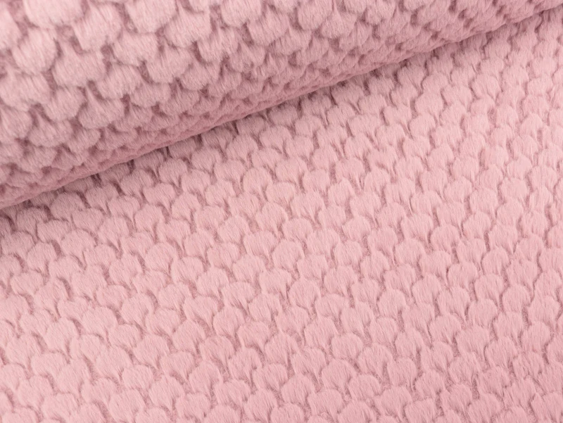 Reststück 27cm - Faux Fur Plüsch Dots altrosa