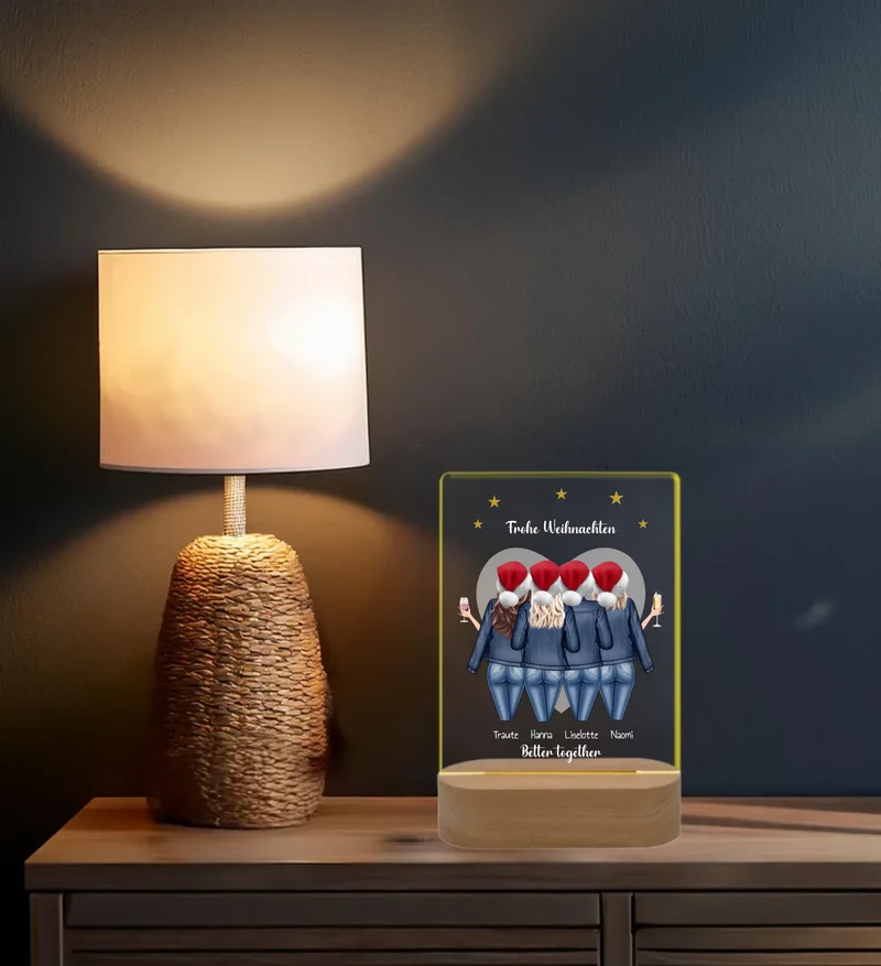 Beste Freundin Geschenk - LED-Deko Licht aus Acrylglas "4 Freundinnen" Geschenkidee Weihnachten