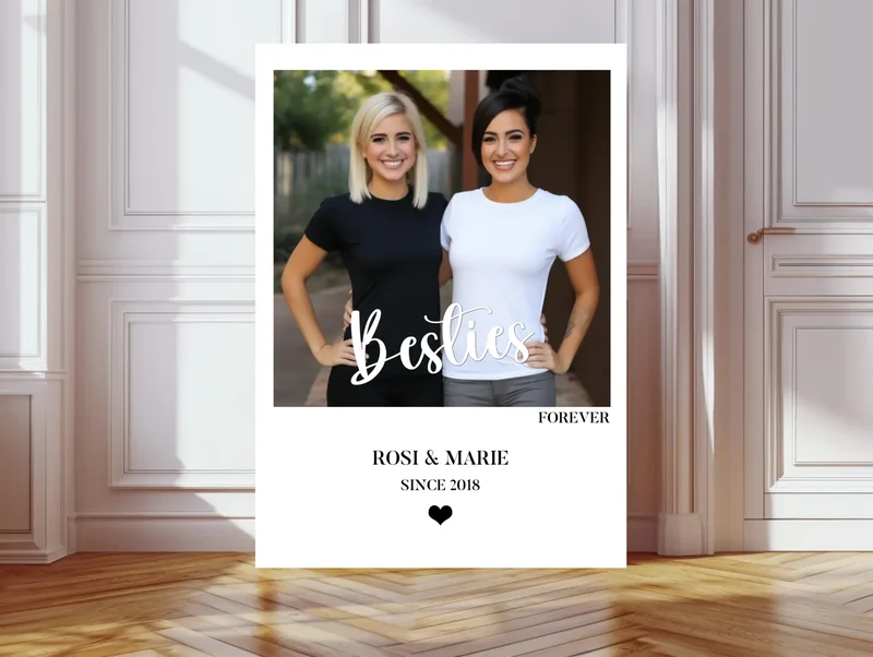 "Besties" Beste Freundin Bild Geschenk - Personalisiertes Fotoposter Geburtstag - Digitale Datei