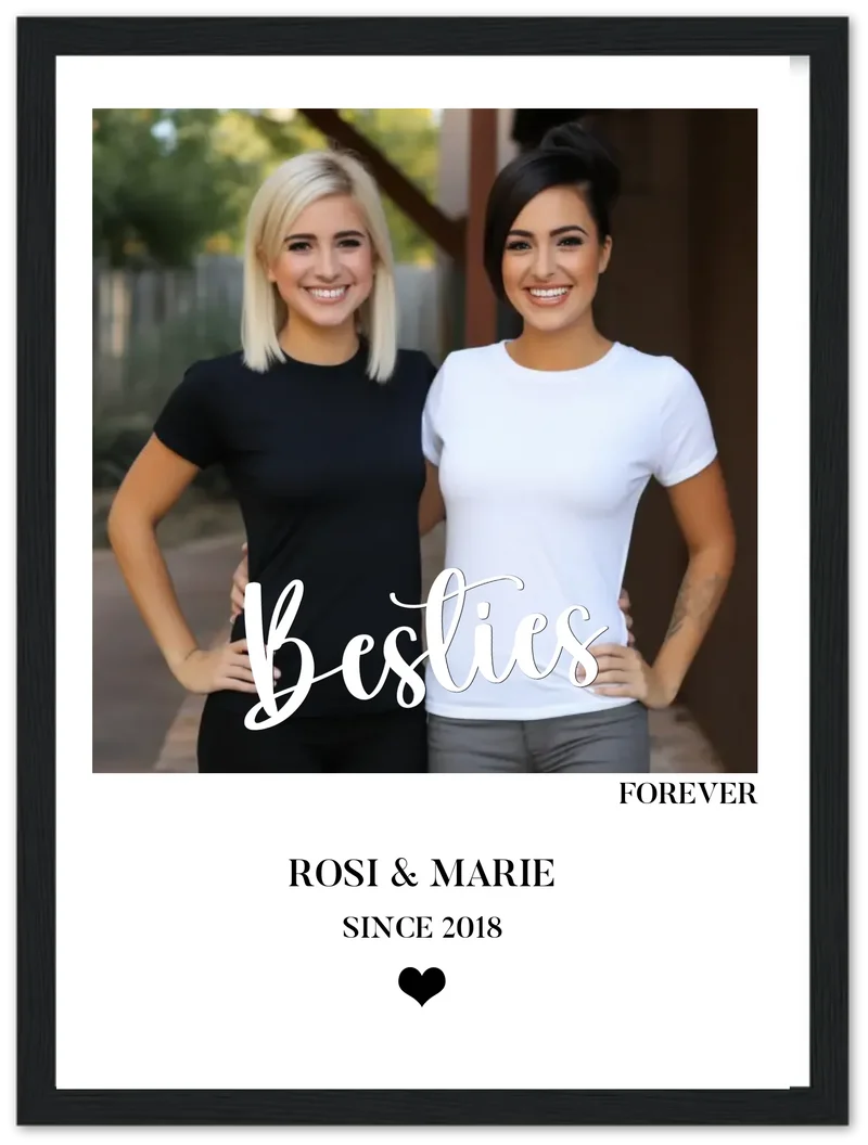 "Besties" Beste Freundin Bild Geschenk - Personalisiertes Fotoposter Geburtstag - Digitale Datei