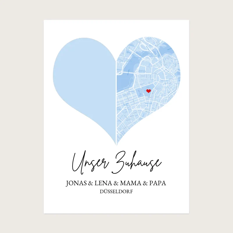 "Zuhause" Personalisiertes Fotoposter mit Stadtkarte & Koordinatenposter