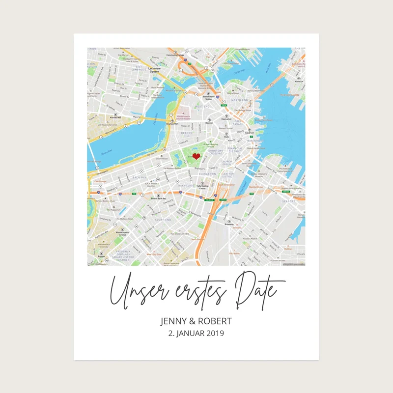 Kennenlernort - Personalisiertes Hochzeitsgeschenk, Geschenk Hochzeitstag, Valetinstag Stadtkarte 3 - Digitale Datei