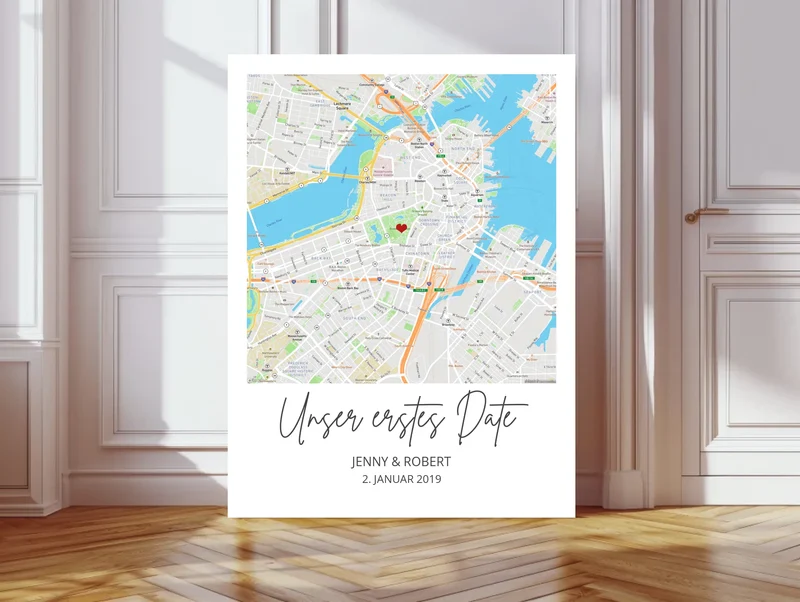 Kennenlernort - Personalisiertes Hochzeitsgeschenk, Geschenk Hochzeitstag, Valetinstag Stadtkarte 3 - Digitale Datei