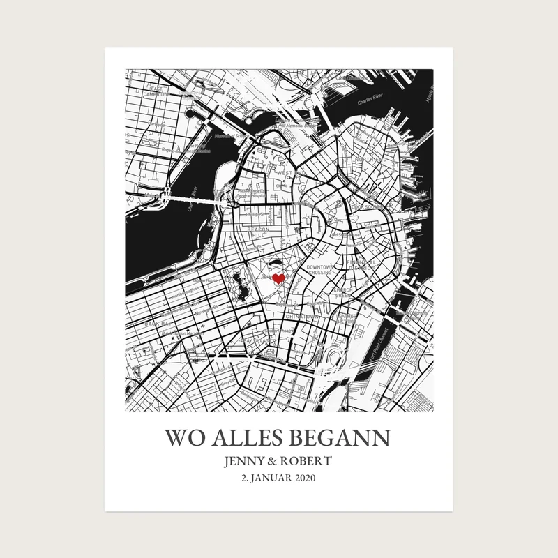 Wo alles begann Poster - Personalisiertes Hochzeitsgeschenk, Geschenk Hochzeitstag, Valetinstag Stadtkarte 2 - Digitale Datei