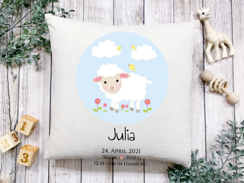 Personalisiertes Schäfchen-Kinderposter mit Geburtsdaten