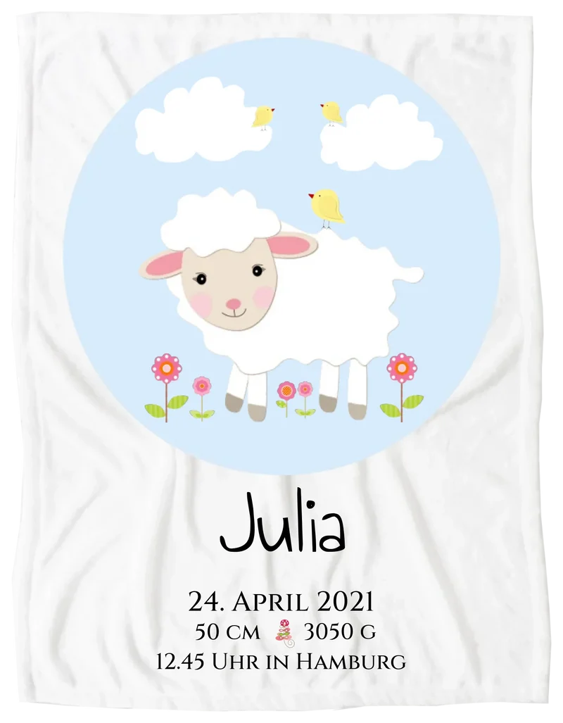 Personalisiertes Schäfchen-Kinderposter mit Geburtsdaten