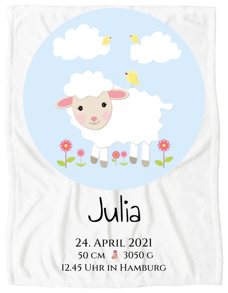 Personalisiertes Schäfchen-Kinderposter mit Geburtsdaten