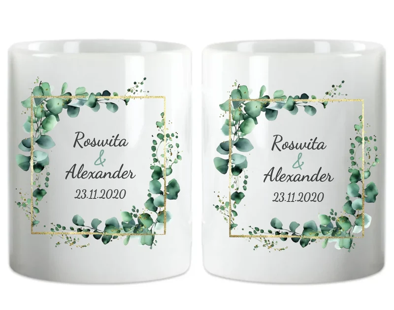 Personalisierte Hochzeitsgeschenk Tasse Eukalyptus Brautpaar, Ehepaar - Geschenk Hochzeit 3