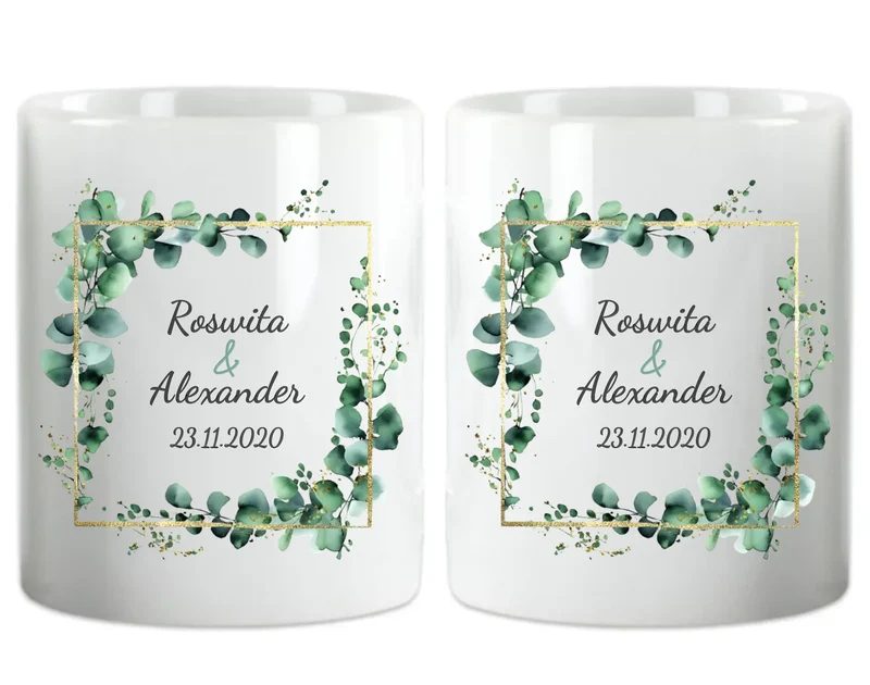 Personalisierte Hochzeitsgeschenk Tasse Eukalyptus Brautpaar, Ehepaar - Geschenk Hochzeit 3