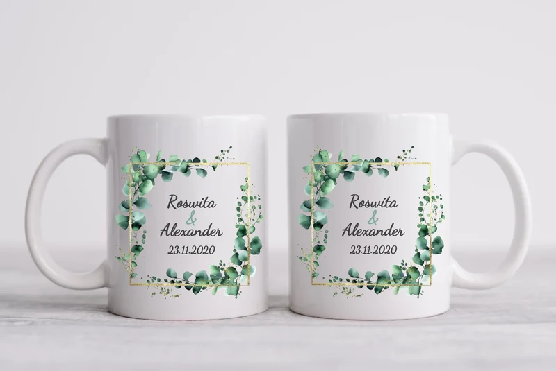 Personalisierte Hochzeitsgeschenk Tasse Eukalyptus Brautpaar, Ehepaar - Geschenk Hochzeit 3