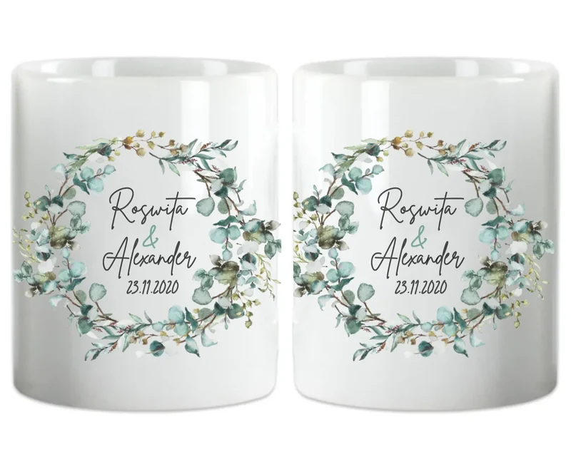 Personalisierte Hochzeitsgeschenk Tasse Eukalyptus Brautpaar, Ehepaar - Geschenk Hochzeit 2