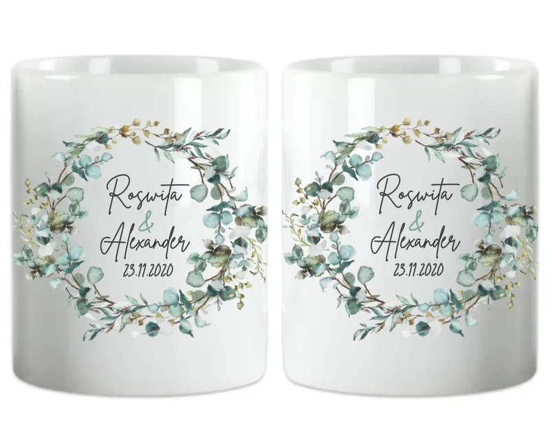 Personalisierte Hochzeitsgeschenk Tasse Eukalyptus Brautpaar, Ehepaar - Geschenk Hochzeit 2