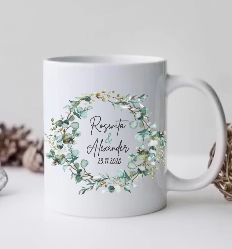 Personalisierte Hochzeitsgeschenk Tasse Eukalyptus Brautpaar, Ehepaar - Geschenk Hochzeit 2