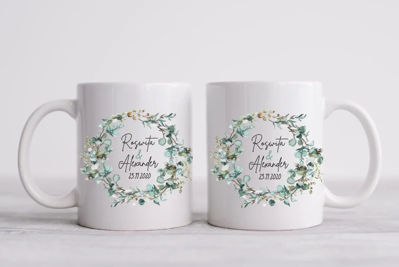 Personalisierte Hochzeitsgeschenk Tasse Eukalyptus Brautpaar, Ehepaar - Geschenk Hochzeit 2