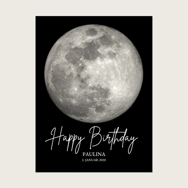 Personalisiertes Mond-Poster - Geburtstagsgeschenk für Freundin, Freunde & Familie - Digitale Datei
