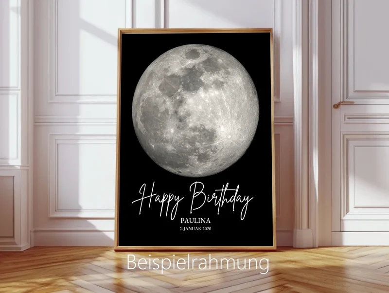 Personalisiertes Mond-Poster - Geburtstagsgeschenk für Freundin, Freunde & Familie - Digitale Datei