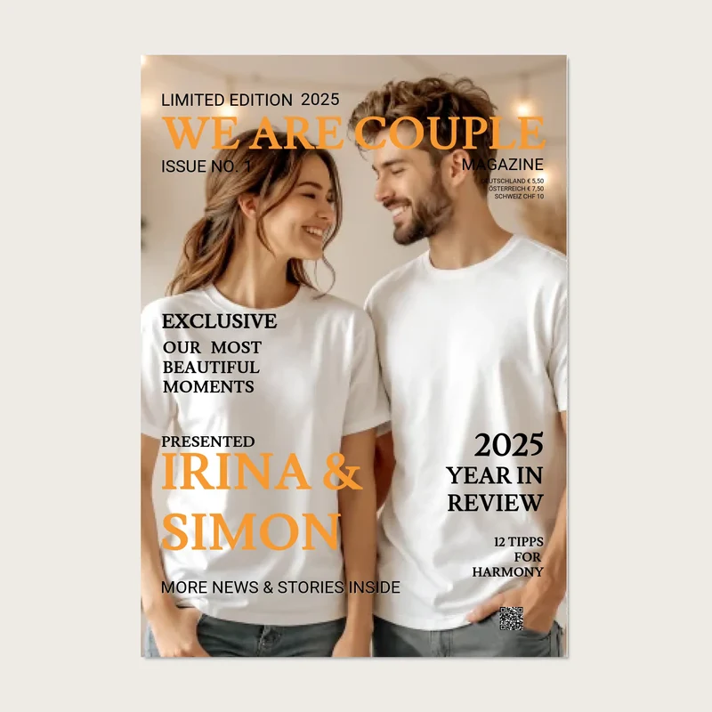 Personalisiertes Magazine Cover "Couple Paar Portrait 2" Zeitschrift Titelblatt - Fotoposter - digitale Datei