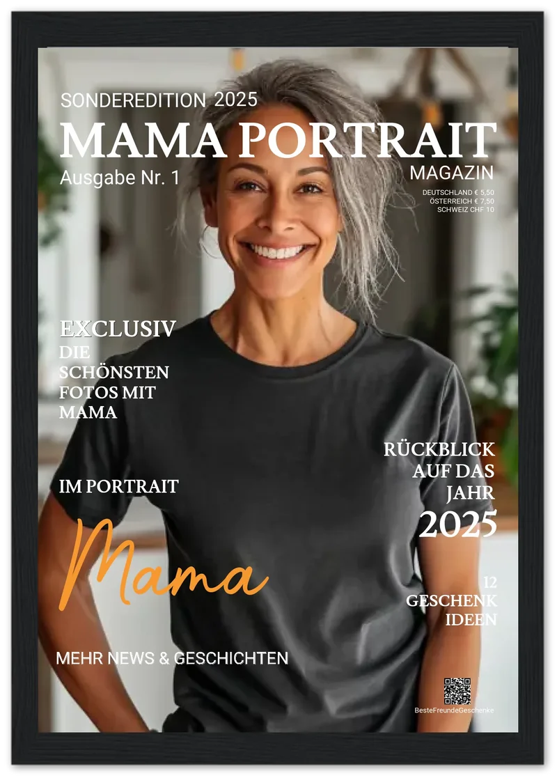 Geschenk für Mama -Personalisiertes Fotoposter im Magazine Cover "MAMA PORTRAIT"
