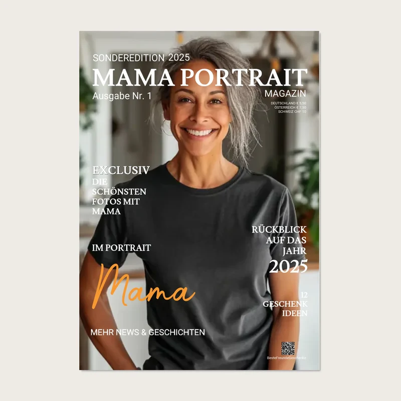 Geschenk für Mama -Personalisiertes Fotoposter im Magazine Cover "MAMA PORTRAIT"
