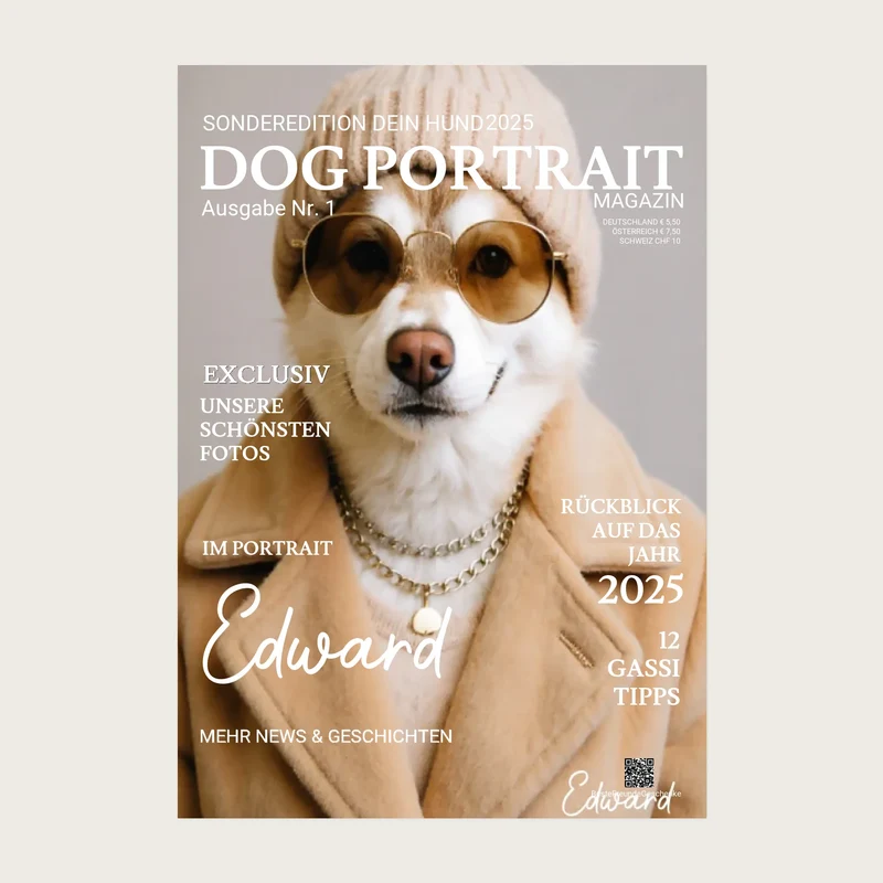 Personalisiertes Magazine Cover "DOG PORTRAIT" Zeitschrift Titelblatt Hundeposter